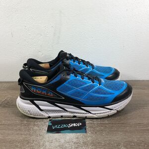 Hoka One One Clifton 2 Blue Black Running Shoes Men's 10 1008328